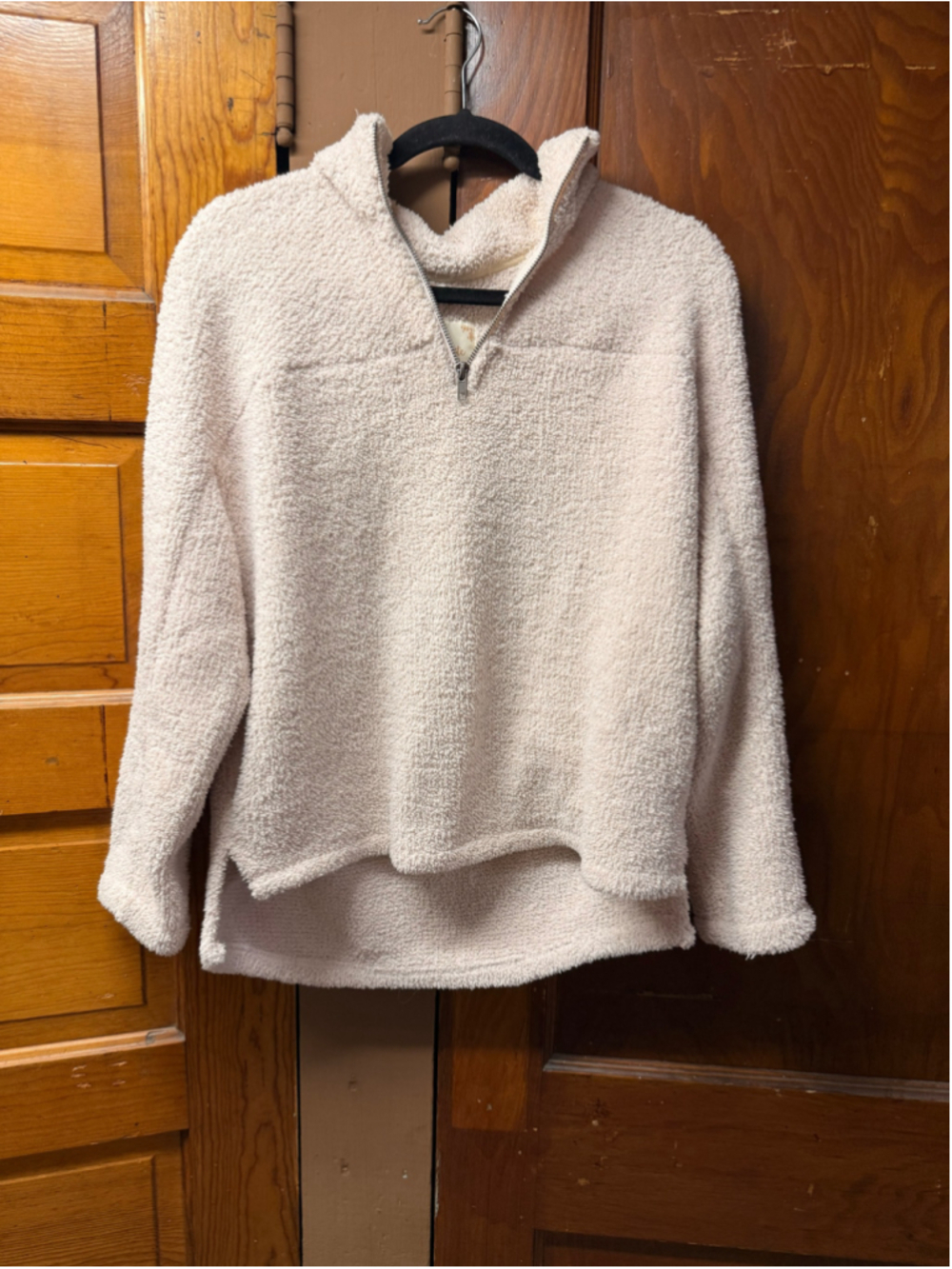 Women's Altar'd State Beige Sherpa Quarter-Zip Sweatshirt Size S